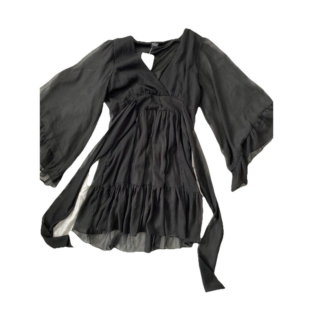 Myth Nyc Mini Dress Y2K Black Bell Sleeve Goth Fairy Grunge Whimsygoth Womens M